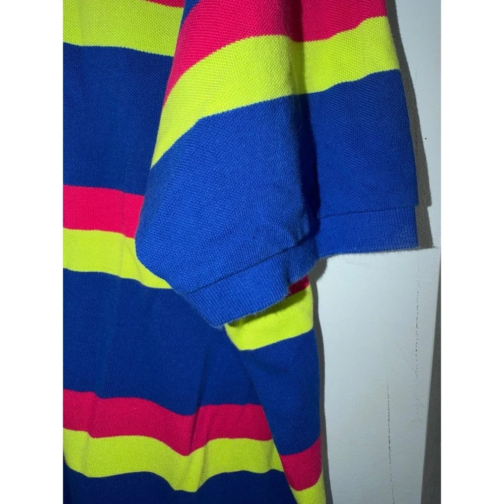 Polo Ralph Lauren 90's brightly colored striped polo orange pony men's XXL